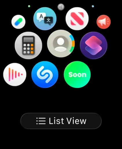 App-Raster der Apple Watch mit installiertem Soon-App-Icon